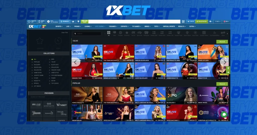 ประสบการณ์คาสิโนสดในแอป 1xBet